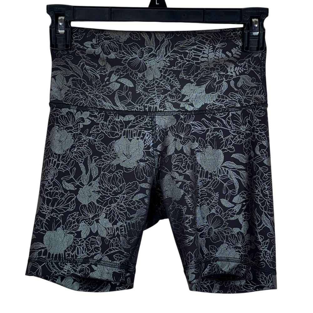 Lululemon SZ 4 Wunder Train HR 6" Foil Shorts Floral Wicking Stretch Quick-Dry